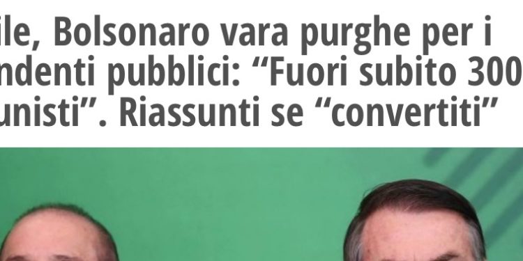 In Brasile, Bolsonaro licenzia i ministeriali di sinistra (i gialloverdi invece ne hanno addirittura assunti degli altri)