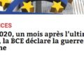 Il 4 giugno 2020, un mese dopo l’ultimatum di Karlsruhe, la BCE dichiara guerra alla Germania.