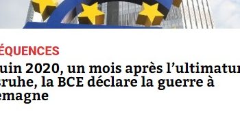 Il 4 giugno 2020, un mese dopo l’ultimatum di Karlsruhe, la BCE dichiara guerra alla Germania.
