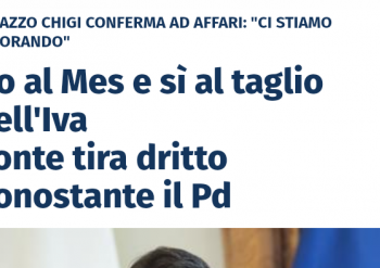 Conte reitera: “NO MES e taglio dell’IVA”. L’EU con Sassoli rintuzza, stizzita “L’Italia faccia riforme o niente aiuti EUropei”. E Salvini apre al MES…. Avanti così, è la giusta strada!