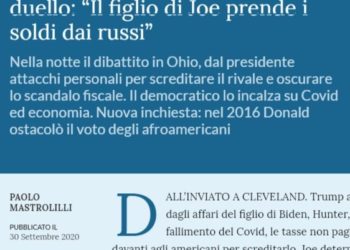 Nella sfida TV tra Trump e Biden, al di fuori dello scontro troppo acceso (vero) il candidato Dem HA MENTITO sul figlio che non aveva avuto problemi con la droga, in realtà come dice Trump è stato cacciato dall’esercito perchè ha fallito il test della cocaina!