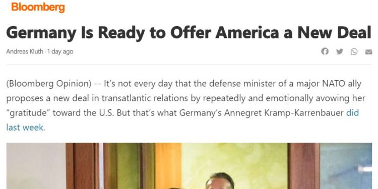 Clamoroso: il ministro della difesa tedesco offre un New Deal agli USA (accortisi che Trump sarà Presidente): il fine è ricreare il Reich militare in Europa