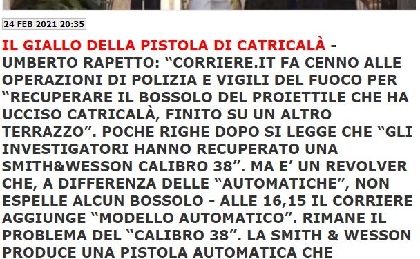 Il “sudicidio fatto male” di Catricalà (apposta) ed i significati lugubri dell’evento, in attesa degli accadimenti che il morituro… (Condoglianze alla famiglia)