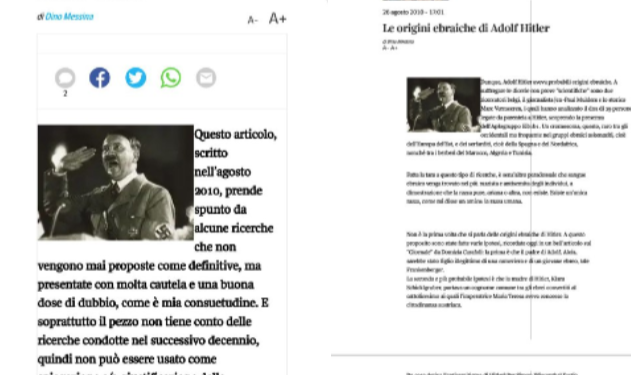 Quando il Corriere della Sera, il Jerusalem Post ed il segretario di Stato russo Lavrov si trovano d’accordo su Hitler ebreo (fatto salvo – lato italiano – ritoccare ex post il proprio articolo)