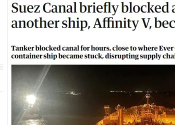 Altra nave di traverso nello stretto di Suez. Lo vogliamo capire che o si cancella l’euro o l’EU verrà annichilita?