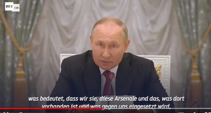 BANG! Nel discorso di Putin di ieri NON c’è alcun passaggio di uso russo dalla bomba atomica. Ovvero i media italiani stanno MENTENDO