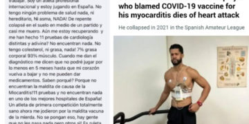 In memoria di Oscar Cabrera, morto di miocardite dopo aver denunciato che tutto accadde post “vaccinazione”