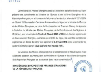 BANG! All’ambasciatore francese sono state date 48 ore per lasciare il Paese, il Niger non lo vuole