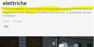 Da oggi la Germania NON sussidia più l’auto elettrica!