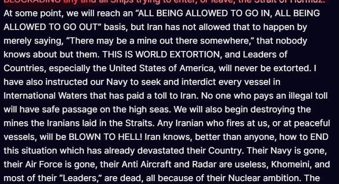 A seguito del fallimento nei negoziati di pace, Hormuz viene ufficialmente bloccato. Per tutti