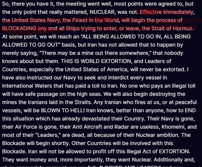 A seguito del fallimento nei negoziati di pace, Hormuz viene ufficialmente bloccato. Per tutti